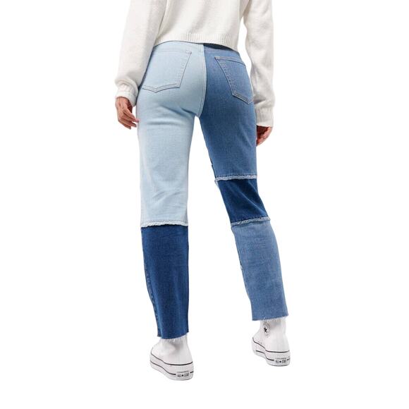 Hollister Vintage 90s Style Straight Patchwork Ultra High Sz 00R / W23 Jeans - Picture 3 of 7